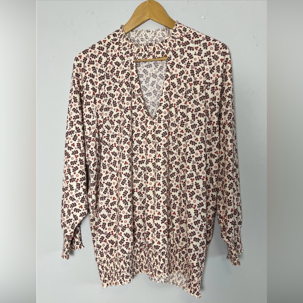 Torrid Blouse Floral Long Sleeve V-Neck Keyhole Sz 2 Peasant Cottage Country XXL